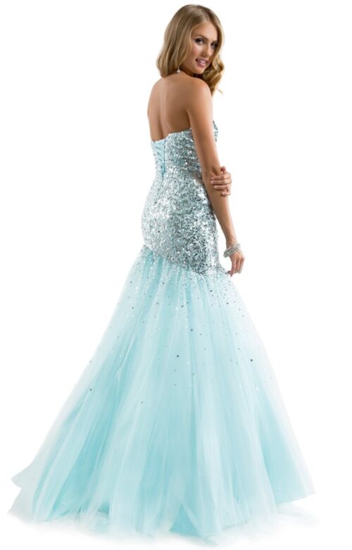 Flirt Prom báli ruha – P7825, silver aqua (hátul)