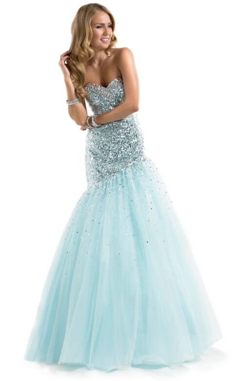 Flirt Prom báli ruha – P7825, silver aqua (elöl)